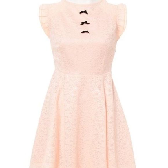 Swankiss Pink Lace Bow Detail Mini Dress - Picture 7 of 8